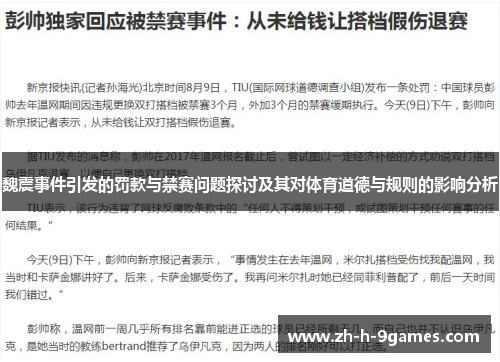 魏震事件引发的罚款与禁赛问题探讨及其对体育道德与规则的影响分析 魏震事件引发的罚款与禁赛问题探讨及其对体育道德与规则的影响分析